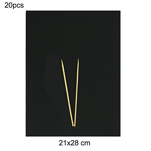 Wartoon 20 Sheets Rainbow Scratch Art Paper Magic Painting Papers Scratch Boards with 2 Pieces Wooden Stylus Sticks 6 Painting Rulers - Thumbnail 2