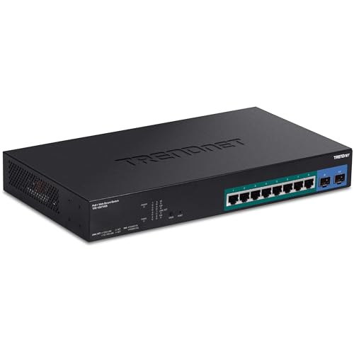 TRENDnet 10-Port Gigabit Web Smart PoE+ Switch with 8 Gigabit PoE+ Ports, 2 SFP…