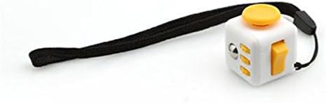 YAO FIDGET Cube Original 6 Sides Relieves Stress And Anxiety Attention TOY (6 sides Cube Regular size (1.5 In x 1.5 In), White / Yellow)