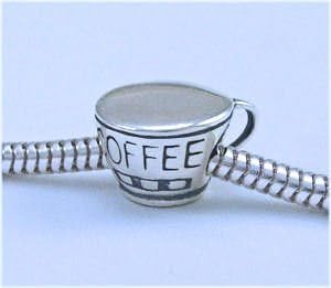 COFFEE MUG Sterling Silver Charm Bead for Troll Biagi Pandora