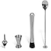 Professional Grade Bar Tools Essentials Set – 4 Crafted Stainless Steel Bar Tools – Includes Muddler, Cocktail Spoon, Jigger, and Liquor Pourer