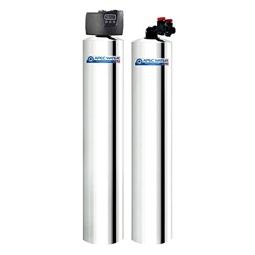 APEC Water Systems WH-SOLUTION-MAX15 Flagship Whole House Water Filter With Electronic Control Valve & Salt Free Water Softener Systems For 3-6 Bathrooms