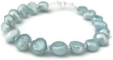 Turquoise Pearl Bracelet | Baroque | Sterling Silver Wedding Anniversary by Streten
