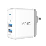 Vinsic Wall Charger, 5V 4.8A Dual Smart USB Ports Adapter Wall Charger Travel Adapter Smart Identification for iPhone/iPad/Samsung/HTC etc.