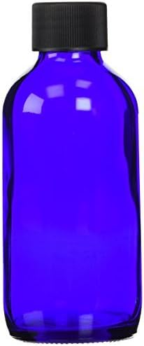 Cobalt Blue Boston Round Bottle with Cap - 4 oz, 6 ct,(Frontier) by Frontier Accessories by Frontier Accessories