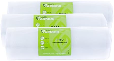 3 Pack Vacuum Sealer Storage Bags Rolls 11" x 50' for Food saver, Seal a Meal Vac Heat Sealers Heavy Duty Commercial Grade BPA Free &amp; Sous Vide Vaccume Safe, Cut to Size Bag Roll 150 Feet Avid Armor