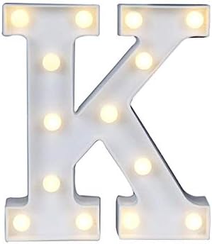 DEALPEAK Light Up Letters,Alphabet LED Letter Lights Warm White for Home Party Bar Wedding Festival Decorative (K)