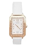 GUESS Factory Women's White and Rose Gold-Tone Analog Watch, NS