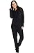 Alexander Del Rossa Womens Fleece Onesie, Hooded Footed Jumpsuit Pajamas, Medium Black (A0322BLKMD)