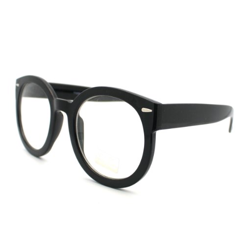Black Oversized Round Thick Horn Rim Clear Lens Fashion Eye Glasses Frame