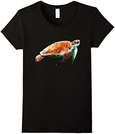 Womens Animal T-shirt Low Poly Turtle Illustration Cool Sealife Large Black