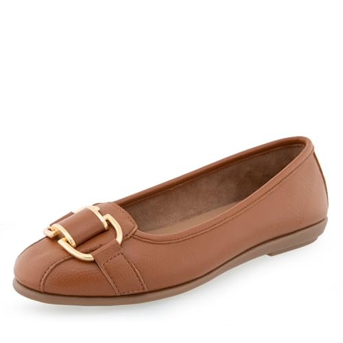 Aerosoles Women’s Bentley Ballet Flat, Tan PU Leather, 9 Wide