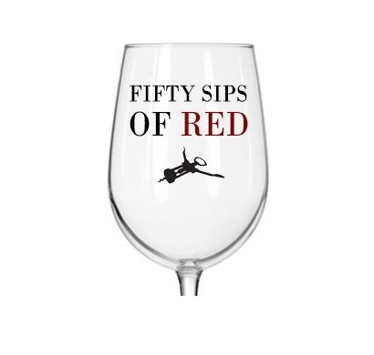 Fineware 50 Sips of Red - Funny Wine Glass - 16 Ounce Libbey Custom Printed Wine Glass Gift
