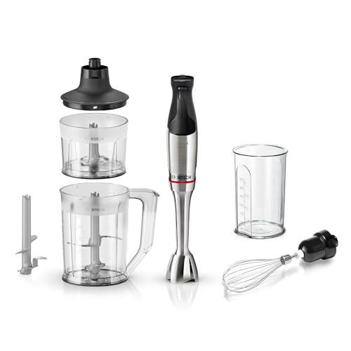 , mixeur plongeant, ErgoMaster Série 6, moteur refroidi à l'air de 1000 watts, variateur de vitesse, système de mixage QuattroBlade Pro, accessoires inclus, MSM6M652