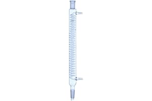 Laboy Glass Coiled Condenser Reflux Column Distillation Condenser with 24/40 Joints 400mm in Jacket Length 8mm Glass Hose Con