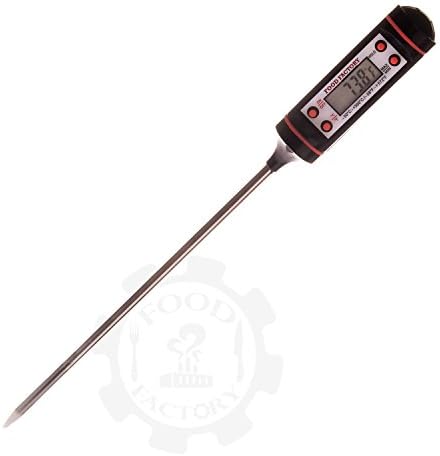 Food Factory Cooking Thermometer -Instant Read- Professional Digital Thermometer for All Food, Meat, Turkey, Grill, BBQ and Candy. Stainless Steel, LCD Screen-Long Probe