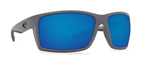 Costa del Mar Men's Reefton Polarized Iridium Rectangular Sunglasses, Matte Gray, 63.7 mm