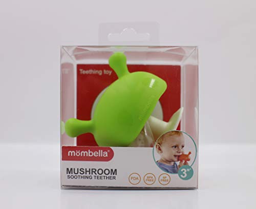 Mombella Mimi the mushroom super soft silicone baby soothing teether toy, pacifier &breast shape for sucking stage, prevent finger chewing & falling down, for 0m+