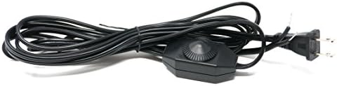 Black 11 Foot Long Lamp Cord Set with Full Range Incandescent Dimmer installed 8ft froom plug,with Polarized End Plug, Stripped Ends Ready for Wiring