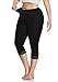 Women's Plus Size Capri Leggings Lace Trim High Waisted Stretchy Soft Crop Pants, Black, 2X