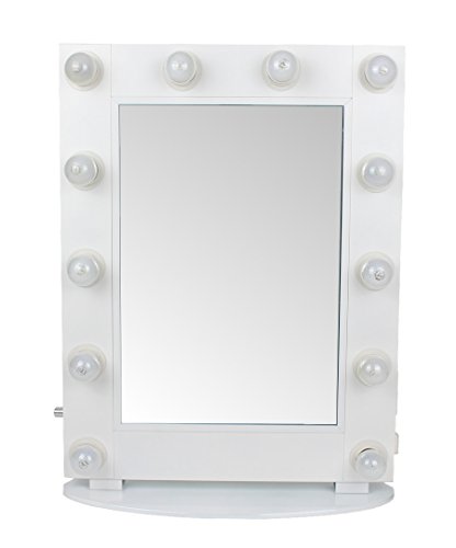 Hollywood lighted makeup vanity mirror - glossy white finish with…