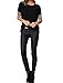 Sarin Mathews Women's Casual Round Neck Loose Fit Short Sleeve T-Shirt Blouse Tops Black L