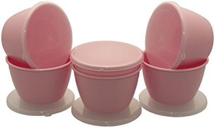 Pastel Rose (Pink) Basin & Clear lid pack of 6 (570ml or 1 Pint) (140ml or 1/4 Pint) (140ml or 1/4 Pint)