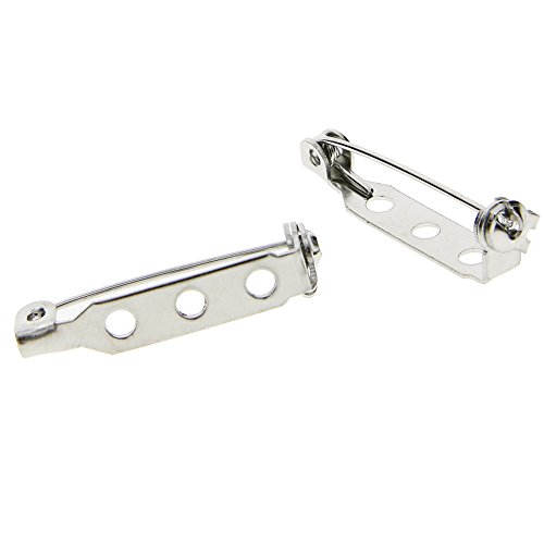KeyZone 100 Pieces Silver Tone 1 Inch Locking Pin Backs Clasp Brooch for Badge Crafts, Jewelry Crafting