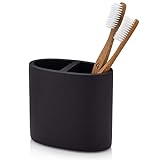 EssentraHome Matte Black Toothbrush Holder for Vanity Countertops