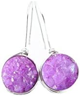 Genuine Pink Druzy Earrings Dangle Sterling Silver