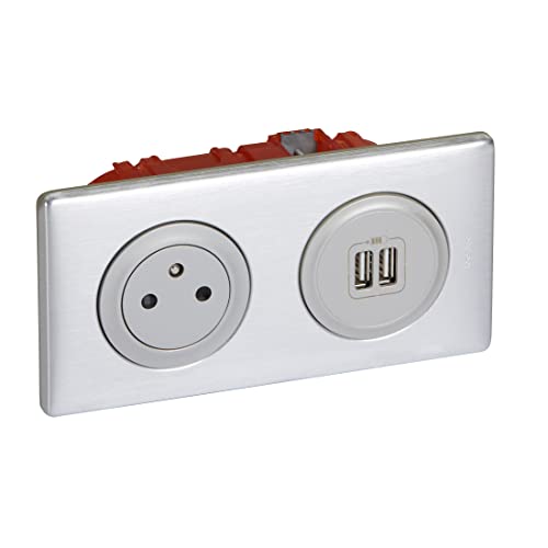 Legrand 200139 Celiane Kit Dual USB with Earth Main Valve/Flexible Two Pole 230 V Aluminium