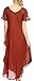 Sakkas 16603 - Egan Long Embroidered Caftan Dress/Cover Up with Embroidered Cap Sleeves - Red - OS