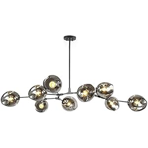 E27 metalen handgeblazen takken hanglamp, matzwarte spoetnik-kroonluchter, 200cm mid Century globe verlichtingsarmaturen…