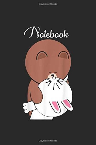 Notebook: Cute Brown Bear Cony Bunny Rabbit Lovers Love Romantic Kiss Lined Pages Notebook White Paper Blank Journal with Black Cover Size 6in x 9in for Kids or Men and Women Wedding