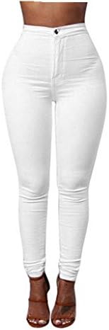 Rukiwa Women Denim Jeans New Fashion Multi Colors Girl Casual Jeans Pants (L, White)