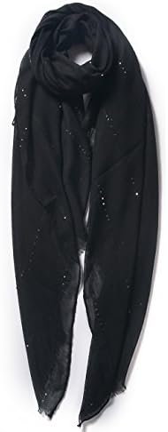 Plain Colour Ladies Scarf Shoulder Wrap Wedding Bridal Shawl Sequin Sparkle Line Detail Soft Feel, Large Size