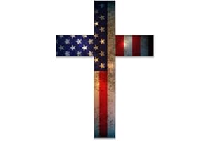 GT GRAPHICS Cross American Flag Patriotic God Bless America - 3" Vinyl Sticker - for Car Laptop I-Pad Phone Helmet Hard Hat - Waterproof Decal