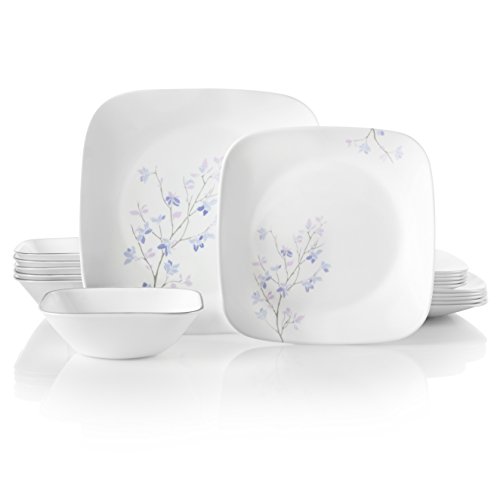 Corelle Service for 6, Chip Resistant, Jacaranda Dinnerware Set, 18