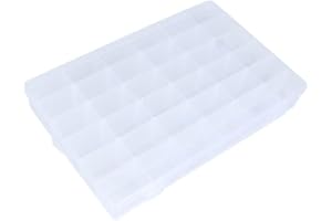 LHAZEMU 2Pcs Clear Visible Plastic Storage Box- Rectangular Storage Box, Suitable For Beads, Screws Hardware Accessories Organizer Box Art DIY, Crafts, Jewelry, Fishing Tackle, With Label Stickers (36Grids)