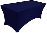 Banquet Tables Pro Navy Blue 4 ft. 30x48 Rectangular Fitted Stretch Spandex Tablecloth