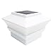 iGlow 4 Pack White Outdoor Garden 4 x 4 Solar LED Post Deck Cap Square Fence Light Landscape Lamp Lawn PVC Vinyl Plastic