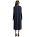 Verdusa Women's Long Sleeve Open Front Long Maxi Cardigan Longline Duster Coat Dark Blue L