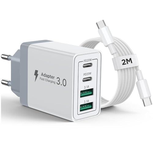 Aioneus USB C Charger 40W, iPhone Charger Fast Charging with Multiple USBC Plug and USB C Cable 2M 60W Adapter Type C Carregador for iPhone 17 16 15 14 13 12 11 Pro MAX Plus, iPad, Samsung