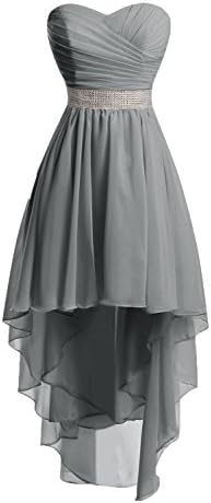 Chengzhong Sun Women High Low Lace Up Prom Party Homecoming Dresses (4, Steel Grey )
