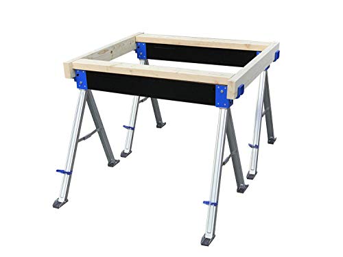KASTFORCE KF3003 Folding Sawhorse Jobsite Table 1100lbs Capacity 2 Position Timber Holding