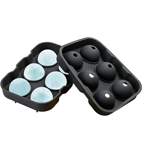 Forma de Gelo em Silicone Premium 6 Esferas Tipo ICE Ball para Whisky Gin Bourbon Bebidas Reutilizável Livre BPA Fácil de Remover Derretimento Lento Durável Flexível Cores Variadas