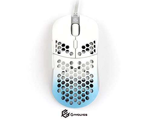 G-Wolves Hati HT-M 3360 Ultra Lightweight Honeycomb Shell Wired Gaming Mouse up to 12000 cpi - 6 Buttons - 2.18 oz (61g) (White & Blue) - Thumbnail 6