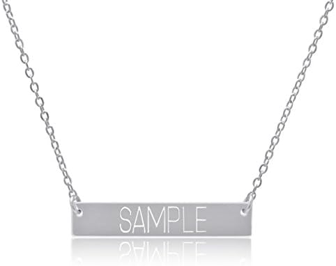 De Lelu Sterling Silver Personalized Engravable Horizontal Bar Necklace