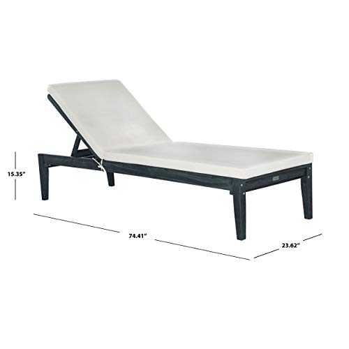 Safavieh PAT6729K Outdoor Collection Azusa Dark Slate Grey and Beige Sunlounger Lounge Chair, Gray - Thumbnail 7