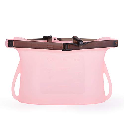 Reusable Silicone Food Storage Bag, Leak-Proof Bag, Microwave and Dishwasher Safe, BPA Free, Leak-Proof Bag, Microwave and Dishwasher Safe, BPA Free (QUARTZ PINK, 0.5L)